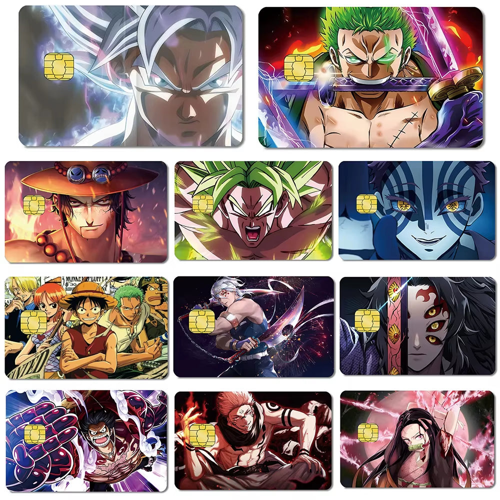 5-10Pcs Anime Baidai Dragon Ball Credit Card Debit Card Matte PVC Film Skin 100 Different Mystery Gifts Stickers Random
